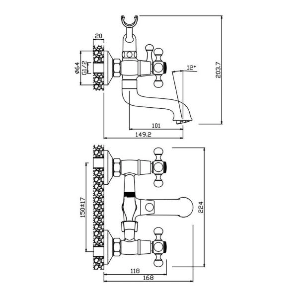 Смеситель OLIVES Girona 01201GR для ванны,хром