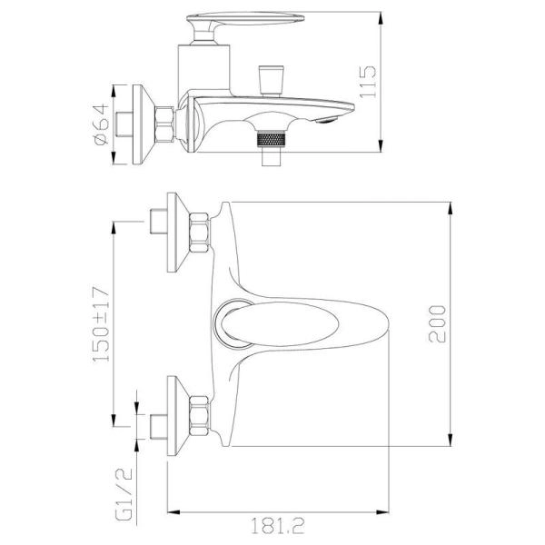 Смеситель Rossinka  RS30-31 для ванны