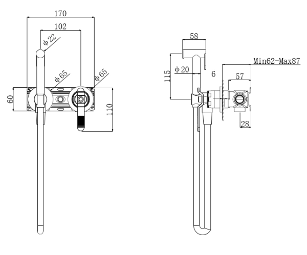Гигиенический душ Bronze de Luxe 1760'S LOFT матовый хром (3253CC) (комплект)  хром