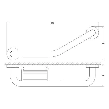 Поручень изогнутый с мыльницей-решеткой ?25 mm/39 cm  ARTWELLE Harmonie HAR 044 хром