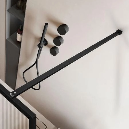 Душевая перегородка Vincea Walk-In VSW-1HP100FLB, 1000*2000, черный матовый, стекло рифленое