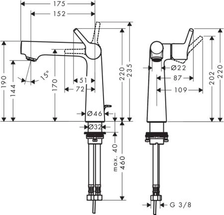 Смеситель Hansgrohe Talis S 140 72113000 для раковины с донным клапаном,хром