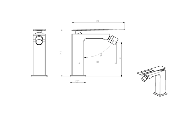Смеситель для биде Boheme Q WhiteChrome_Комплект 146-WCR