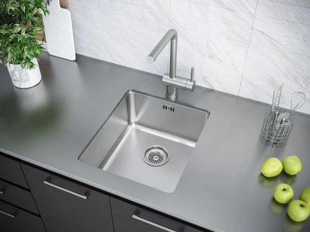 Кухонная мойка Paulmark нерж. Cталь VISTA PM904438-BS 380х440мм брашированная нерж. Сталь