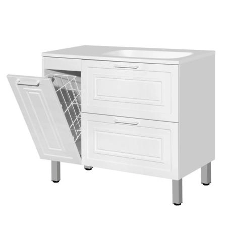 Тумба Style Line Elfante Альба (2 ящ./корзина) Барселона 90 Правая, Люкс, белый, PLUS универсальная