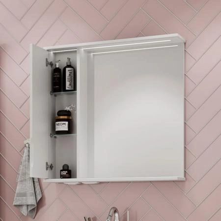 Зеркало-шкаф Volna Adel 70 левый белый глянец