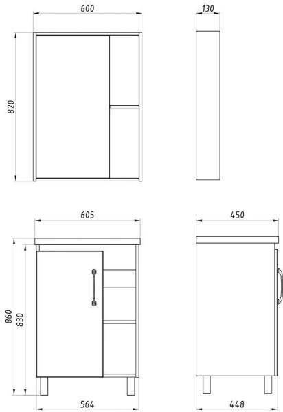 Тумба ASB-Mebel Адель 60 напольная Белый/Дуб Сонома