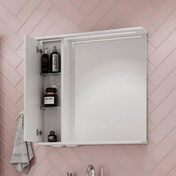 Зеркало-шкаф Volna Adel 70 левый белый глянец