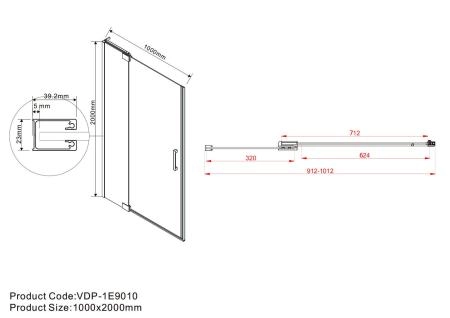 Душевая дверь Vincea Extra VDP-1E9010CLGM, 900/1000, вороненая сталь, стекло прозрачное