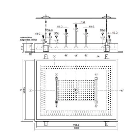 Antonio Lupi Душевая система Meteo XXL 100x75x11 см, с подсветкой LED, цвет: полированная сталь