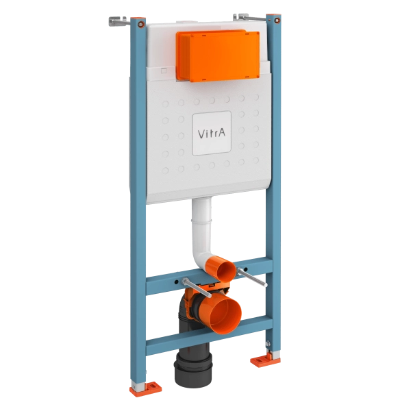 Инсталляция с унитазом VitrA S50 9003B003-7203 комплект 4 в 1 с сиденьем микролифт безободковый цвет клавиши глянцевый белый