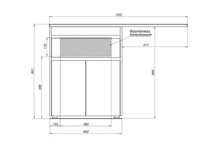 Тумба под раковину Aquanet Токио 48 белый (напольная, 1 ящик, 2 дверцы)