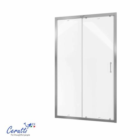 Душевая дверь СeruttiSPA GLORIA D120F (120x195) стекло матовое, алюм. полир.проф. БЕЗ ПОДДОНА