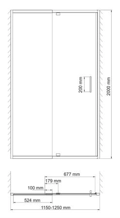 Душевая дверь WasserKraft Berkel 48P05 120 см, распашная, универсальная
