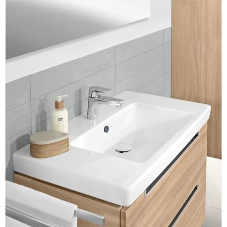 Villeroy&Boch ViConnect Донный клапан для раковины, с переливом, с керамической крышкой, нажимной, цвет: альпийский белый