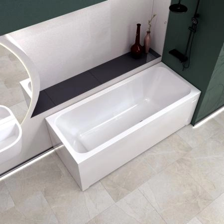 Ванна акриловая "ПАТРИСИЯ 175х75", рама-подставка, фронтальная панель, слив-перелив автомат с сеточкой (бронза, с сифоном)