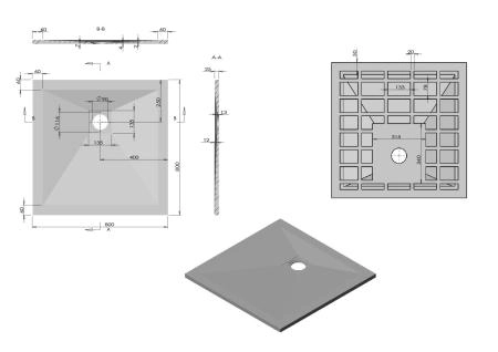 Поддон для душа Vincea из искусственного камня VST-4SR8080W, 800*800*25, белый матовый