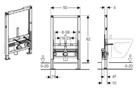 Geberit Duofix 111.524.00.1 инсталляция для биде H82 высота 82 см