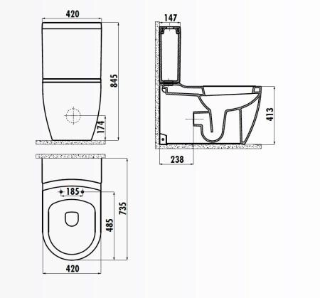 Унитаз CREAVIT GRANDE GR360-11CB00E-0000 (бачок и сиденье отдельно)
