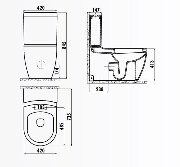 Унитаз CREAVIT GRANDE GR360-11CB00E-0000 (бачок и сиденье отдельно)