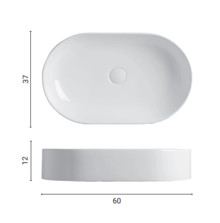 Nic Design Pin раковина 600x370x120 мм, накладная на столешницу, керамика, цвет Cemento матовый
