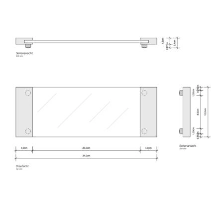 Decor Walther Classic Tab 34 Лоток универсальный 34x12см, прозрачное стекло, настольный, цвет: золото