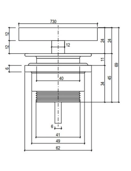 Донный клапан Salini для раковины фиксированный D 602 S-Sense глянцевый 16721WG
