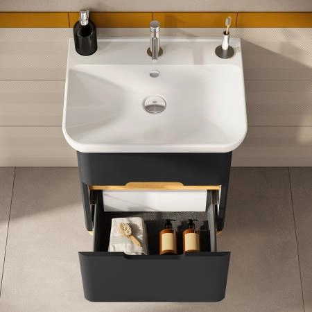 Тумба с раковиной  VitrA Sento  60834 65 см матовая антрацит МДФ