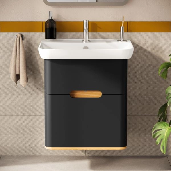 Тумба с раковиной  VitrA Sento  60834 65 см матовая антрацит МДФ