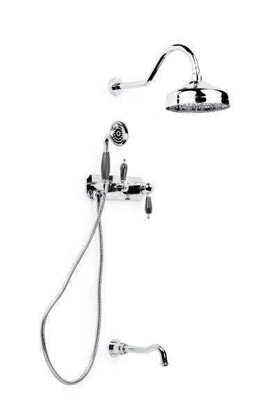 Смеситель для ванны Boheme встроенный Tradizionale Cromo c черной керамикой 268-BLC