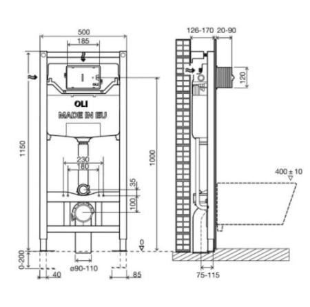 Инсталляция OLI 120 100409mSl00 + Панель слива SLIM, хром глянцевый