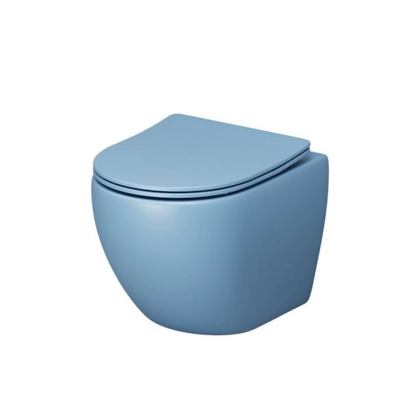 Унитаз Grossman GR-4455BSMS Color (485*365*360) ГОЛУБОЙ МАТОВЫЙ подвесной Безободковый с тонкой крышкой
