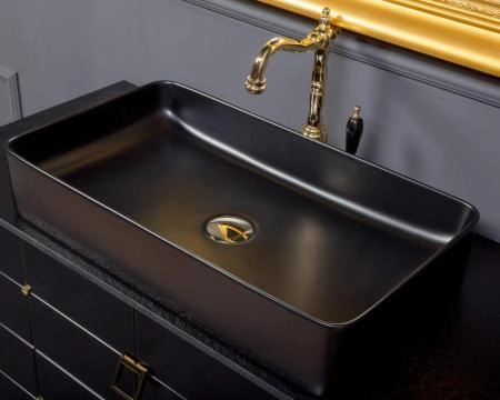Раковина керамика Bohemeпрямоугольная Черная VALLESSI 873