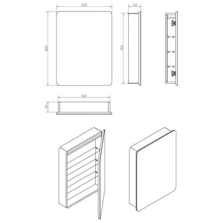 Зеркало-шкаф Континент Elliot LED 600х800 с подсветкой MBK017 левый
