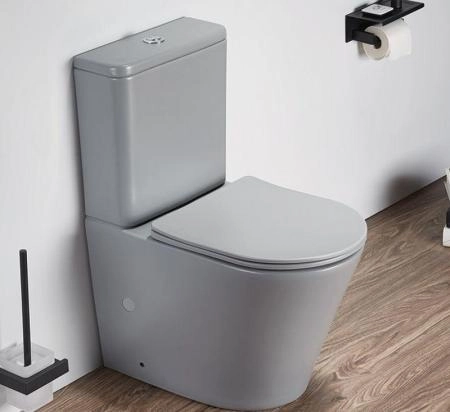 Унитаз Ceramalux 2179XMH напольный безбодковый с бачком ( GEBERIT ) сиденье микролифт светло-серый матовый, 618x380x825