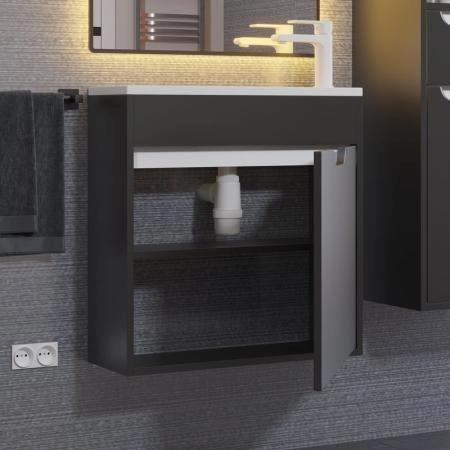 Тумба с раковиной для ванной Uperwood Modul 60 см, подвесная, матовая, черная
