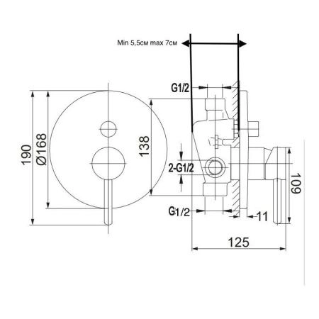 Душевая система GROCENBERG GB5001BG встраиваемая, графит