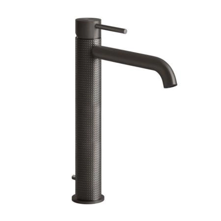 Gessi 316 Смеситель для раковины на 1 отв., высокий, h:305мм, с донным клапаном, излив: 156мм, цвет: brushed black metal pvd
