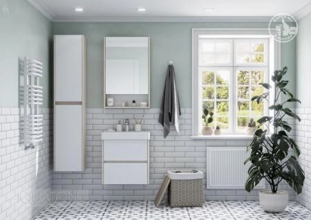 Тумба под раковину AQUATON Сканди 55 белая, дуб верона 1A251701SDB20