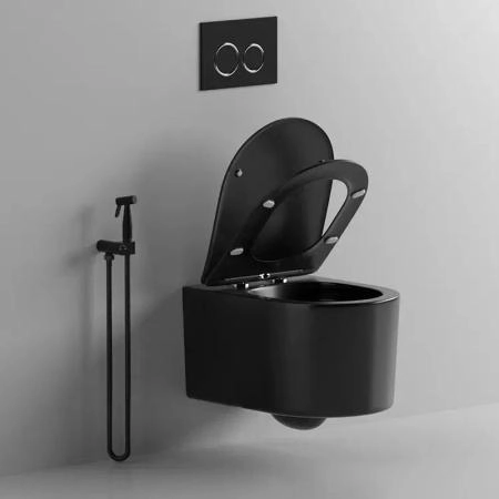 Унитаз Cerutti SPA TANARO Aria MB подвесной безободковый черный матовый CT9238 (490х365х355)