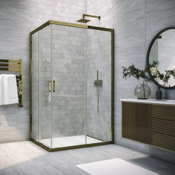 Душевой уголок Vegas-glass ZA-F TUR NOVO 100*70 05 01, профиль бронза, стекло прозрачное