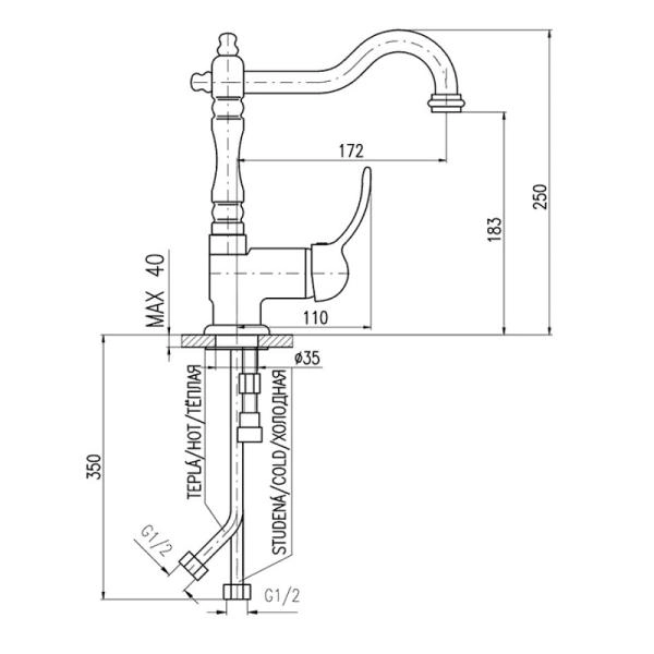 Смеситель Rav Slezak LABE L008.5/8 для кухни, цвет Хром