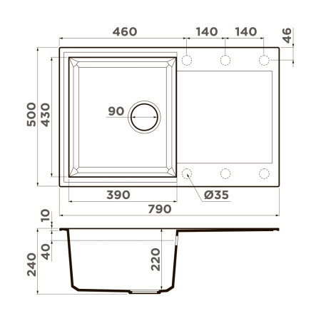 Кухонная мойка Omoikiri Sakaime 79-BL Tetogranit/черный 4993276