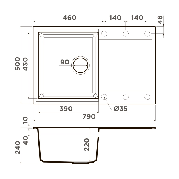 Кухонная мойка Omoikiri Sakaime 79-BL Tetogranit/черный 4993276