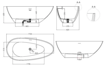 Ванна Salini PAOLA 172x83 S-Sense глянцевая 1015104G
