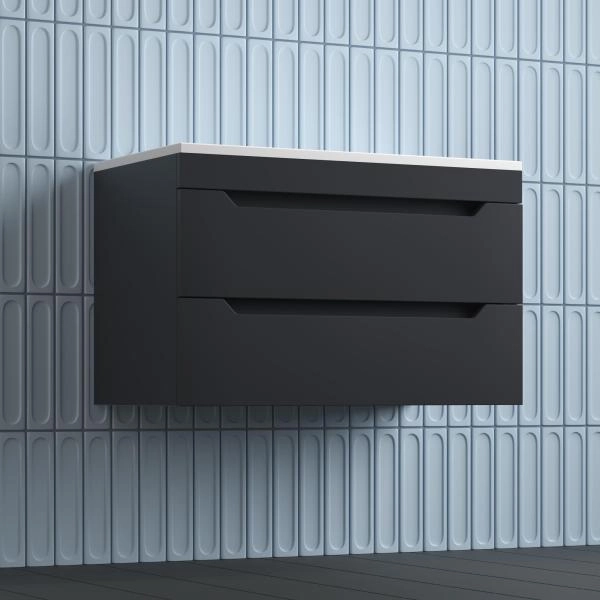 Тумба подвесная Style Line Остин под раковину Фортуна 80 2 ящ графит эмаль PLUS