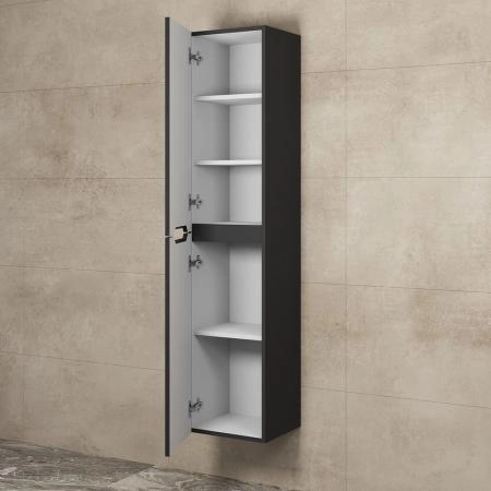 Шкаф-пенал для ванной Uperwood Tanos 33*27*150 см, подвесной, черный матовый левый