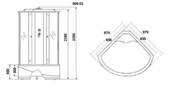 Душевая кабина Niagara Ultra NG-908-01 (900х900х2200) высокий поддон(46см) стекло ТОНИРОВАННОЕ