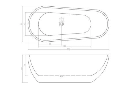 Ванна Cerutti Spa MIMI акриловая (1700x800x580) отдельностоящая, белая, со сливом-переливом