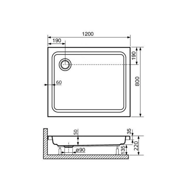 Поддон для душа RGW STYLE PR 16180282-11 80x120 см акрил